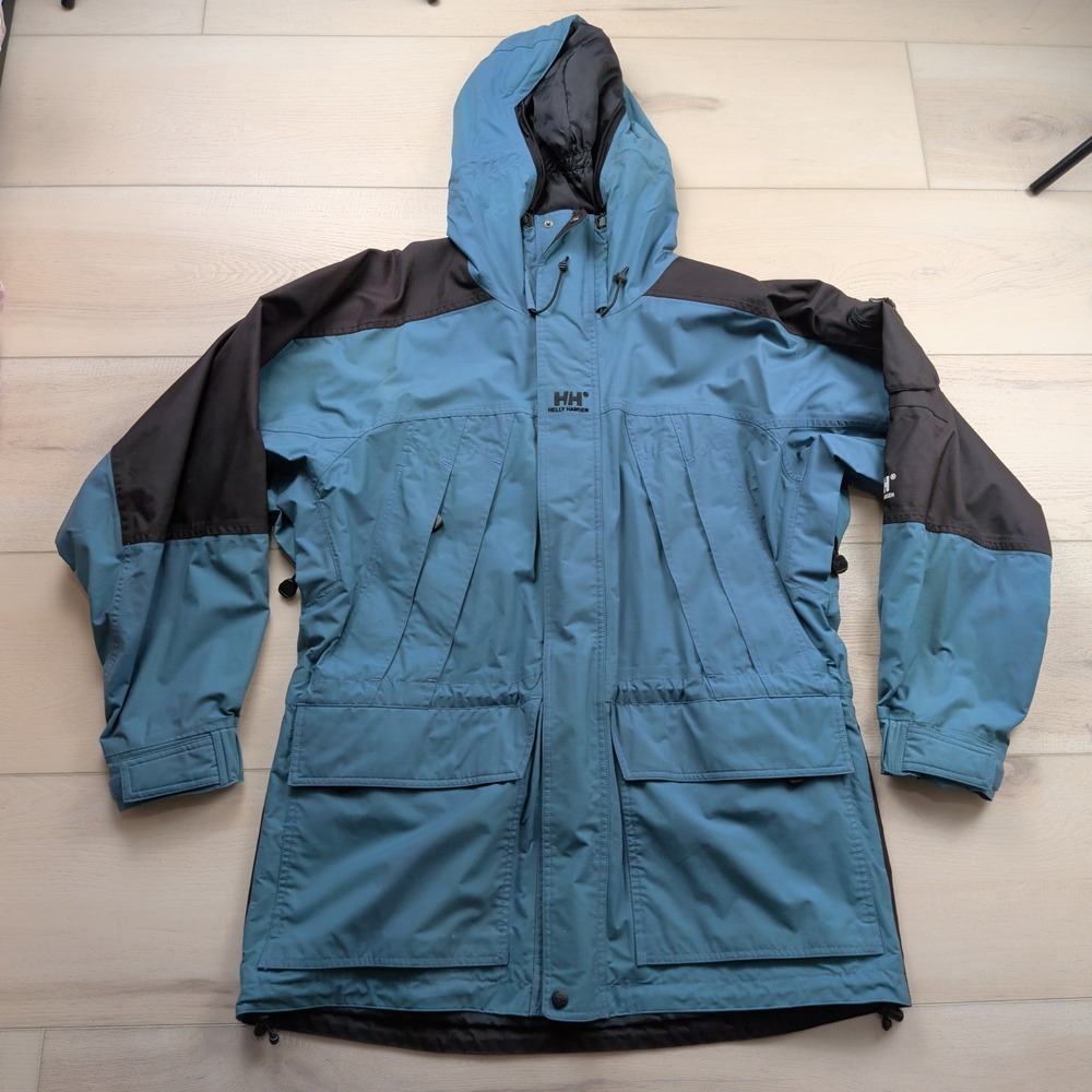 Vintage Helly Hansen Helly-Tech Waterproof Breathable Jacket Blue Black Mens M